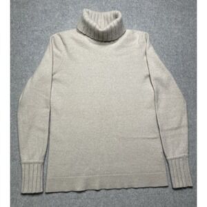KINROSS Cashmere Sweater Long Sleeve Turtleneck Chunky Womens Sz M Ivory/Oatmeal